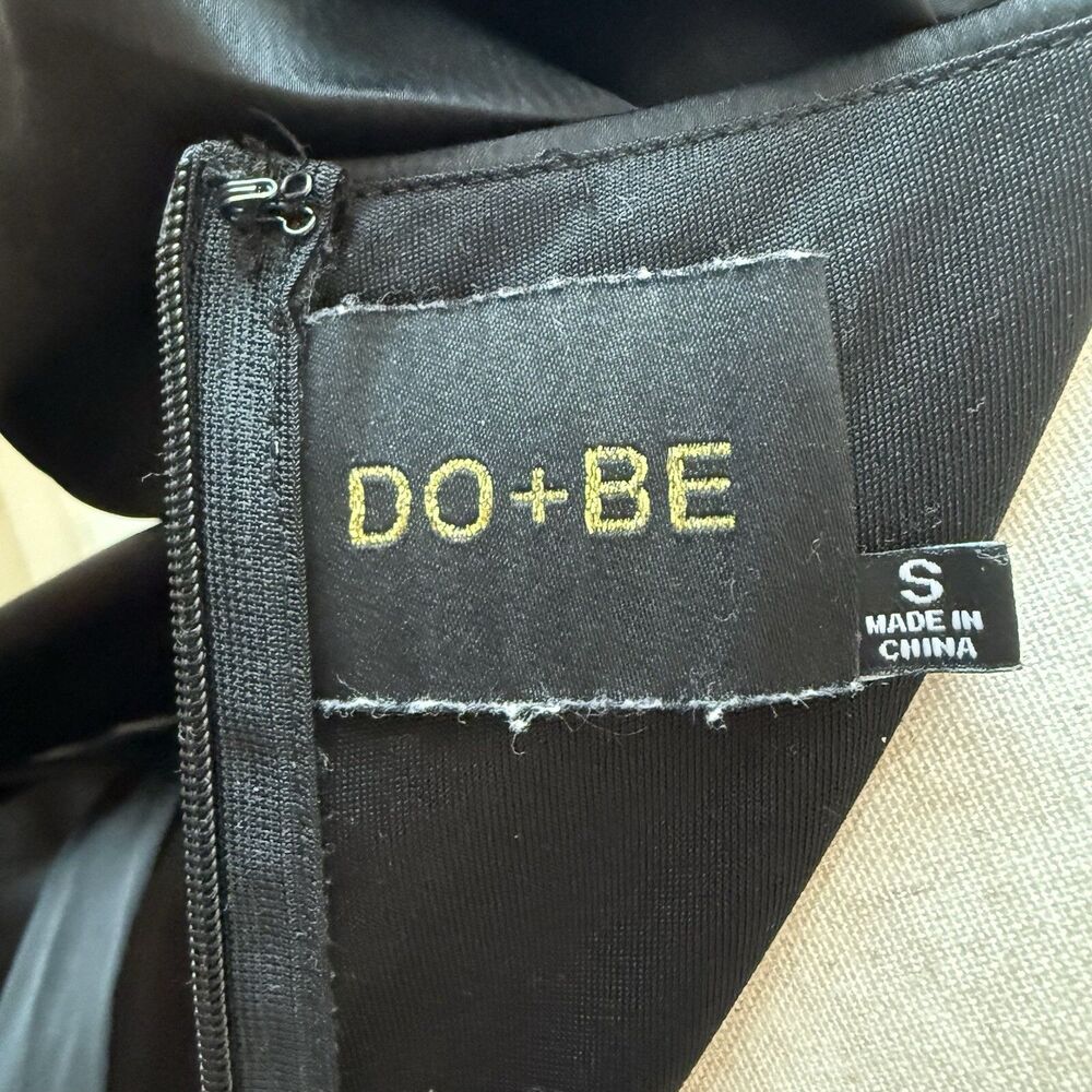 DO+BE Romper Skort Small Black Satin Puff Sleeve‎ Pleated Belted - Picture 6 of 8